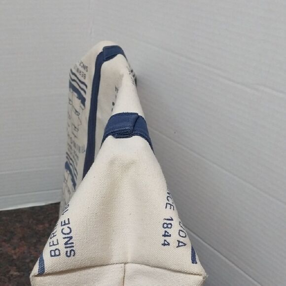 Vintage TRIMINGHAM Cream and Blue Nautical Canvas Tote...EUC - Picture 3 of 3